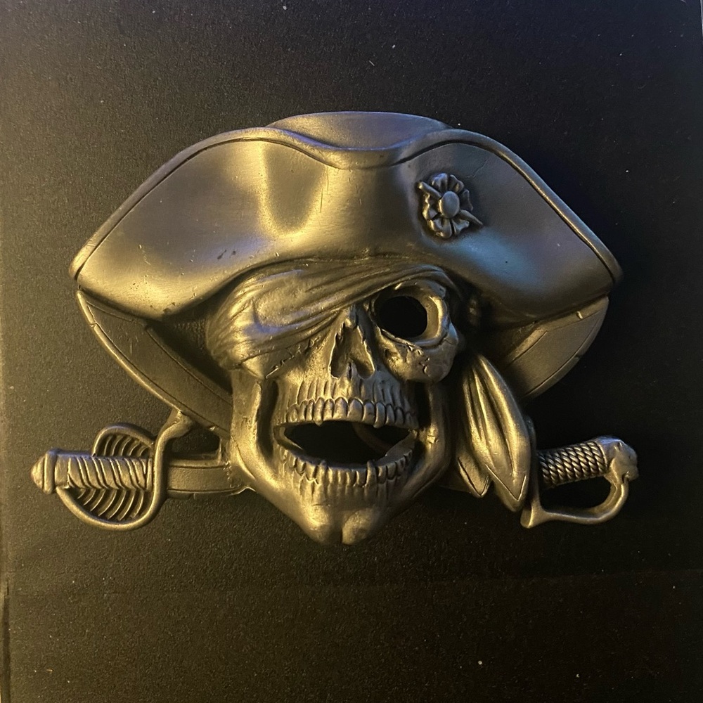 Pirate Skull Wall Decor in Metallic Gray